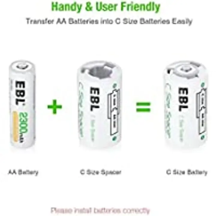 EBL Rechargeable Battery Kit – 8×AA (2800mAh), 4×AAA (1100mAh), iQuick Charger, C/D Converters & Storage Case