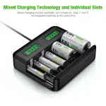 EBL-C9008TC 8-Slot Smart Battery Charger – AA/AAA/C/D NiMH/NiCd Compatible (No Batteries Included)