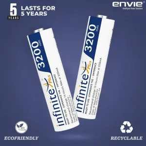 Envie AAA/4 Ni-mh 3200mah Rechargeable -Ready to use batteries.