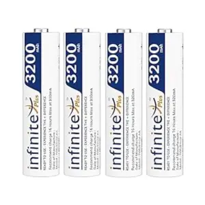 Envie AAA/4 Ni-mh 3200mah Rechargeable -Ready to use batteries.