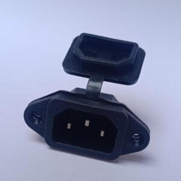 IEC SCREW MOUNT MALE CONNECTER WITH RUBBER COVER (113e)