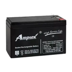 Amptek 12V 5Ah Black Sealed Rechargeable SMF Industrial Battery, AT12-5