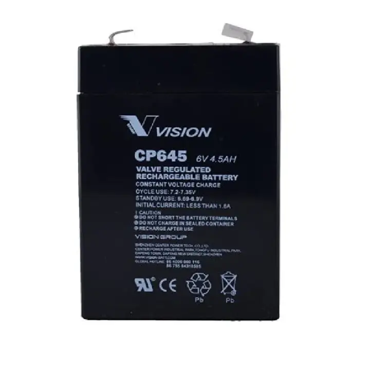 Vision CP645 6V 4.5Ah Sealed Lead Acid (SLA) Battery