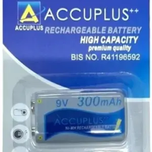 Accuplus 9V 300mAh NiMH Rechargeable Battery