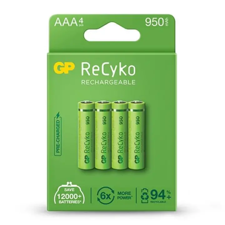 GP ReCyko AAA 950mAh Rechargeable Battery (Pack of 4)